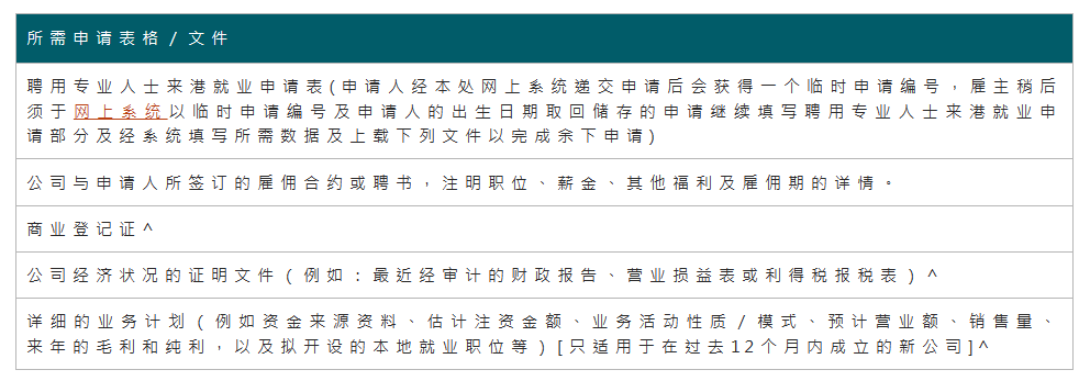 雇主材料清单